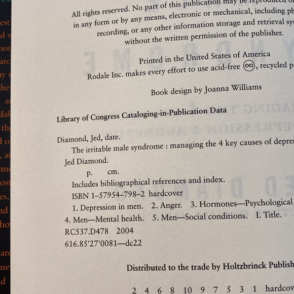 The Irritable Male Syndrome by Jed Diamond (hardcover, 2004) - Picture 3 of 12